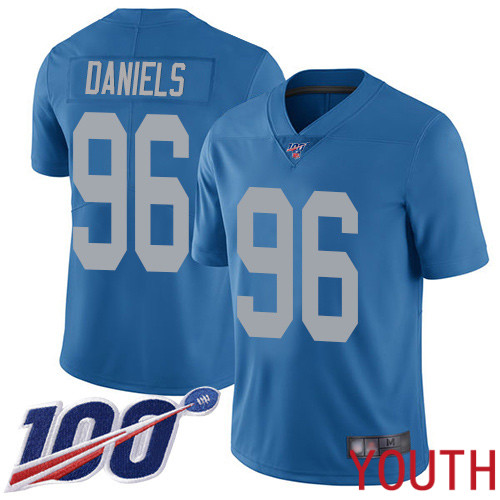 Detroit Lions Limited Blue Youth Mike Daniels Alternate Jersey NFL Football #96 100th Season Vapor Untouchable->youth nfl jersey->Youth Jersey